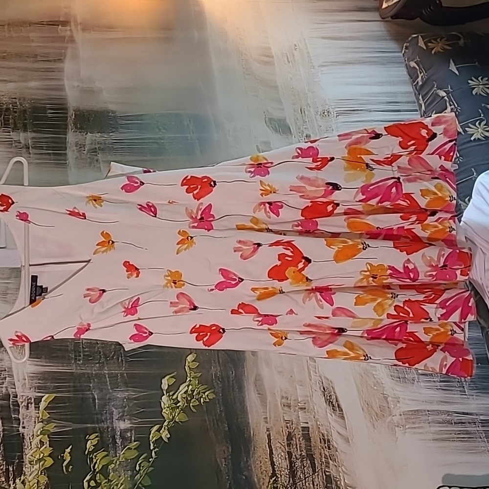 Adorne Womens 12 bright flowy floral summer dress